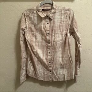 Shyanne Plaid Button-Up Shirt in Beige and Cream Tones